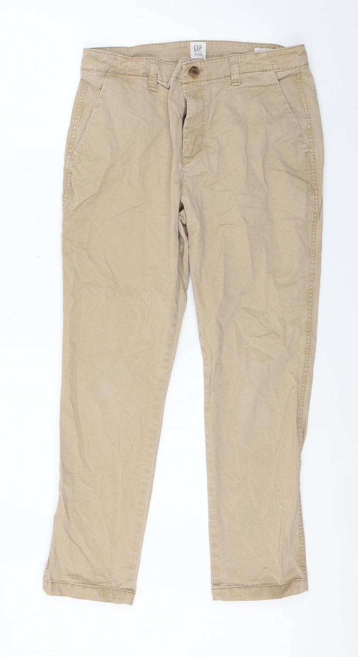 Gap Womens Beige  Cotton Carrot Trousers Size 6 L27 in Regular Zip