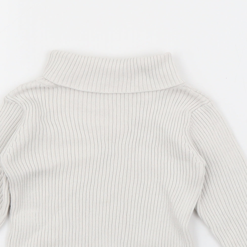 Matalan Girls White  Cotton Pullover Jumper Size 18-24 Months
