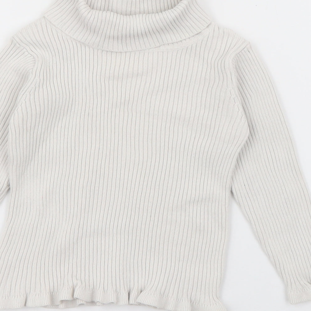 Matalan Girls White  Cotton Pullover Jumper Size 18-24 Months