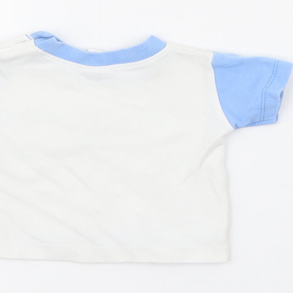 Baby C Baby Blue Striped Cotton Pullover T-Shirt Size Newborn Crew Neck Button