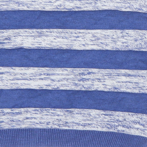 Marks and Spencer Boys Blue Crew Neck Striped Cotton Pullover Jumper Size 2-3 Years