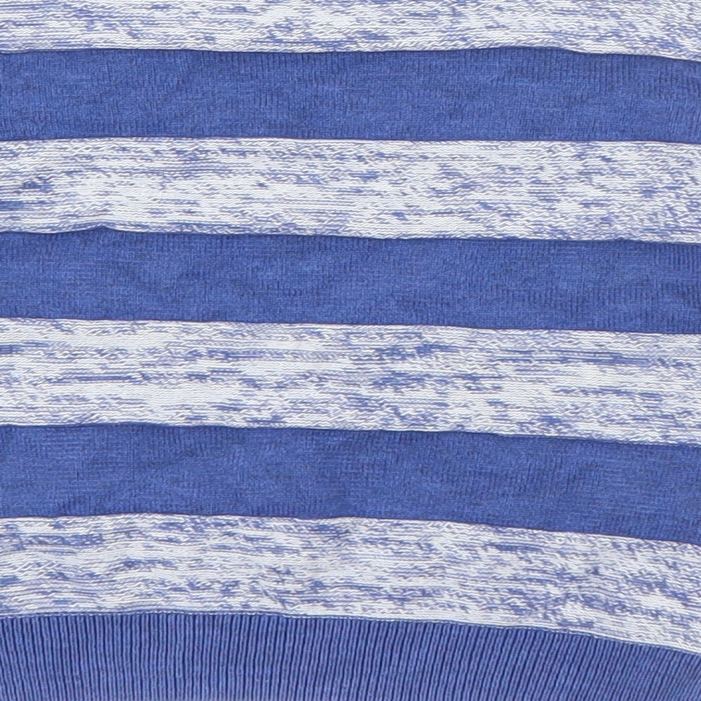 Marks and Spencer Boys Blue Crew Neck Striped Cotton Pullover Jumper Size 2-3 Years