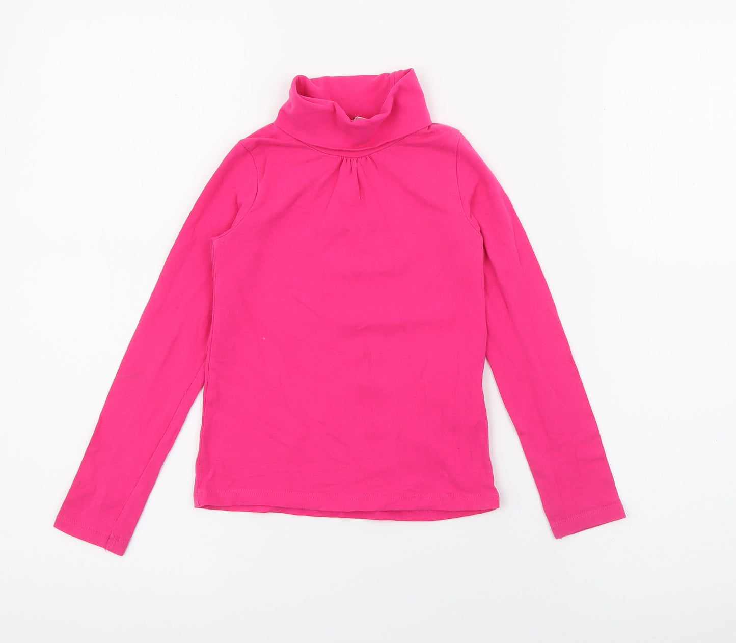 H&M Girls Pink Roll Neck  Cotton Pullover Jumper Size 5-6 Years