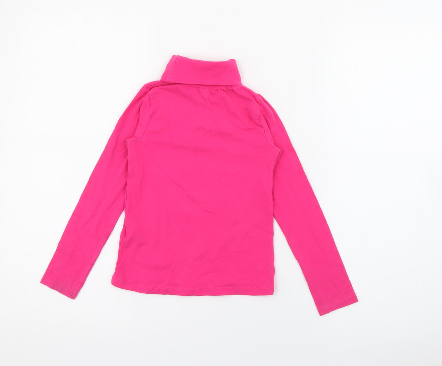 H&M Girls Pink Roll Neck  Cotton Pullover Jumper Size 5-6 Years