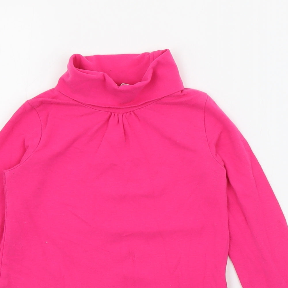 H&M Girls Pink Roll Neck  Cotton Pullover Jumper Size 5-6 Years