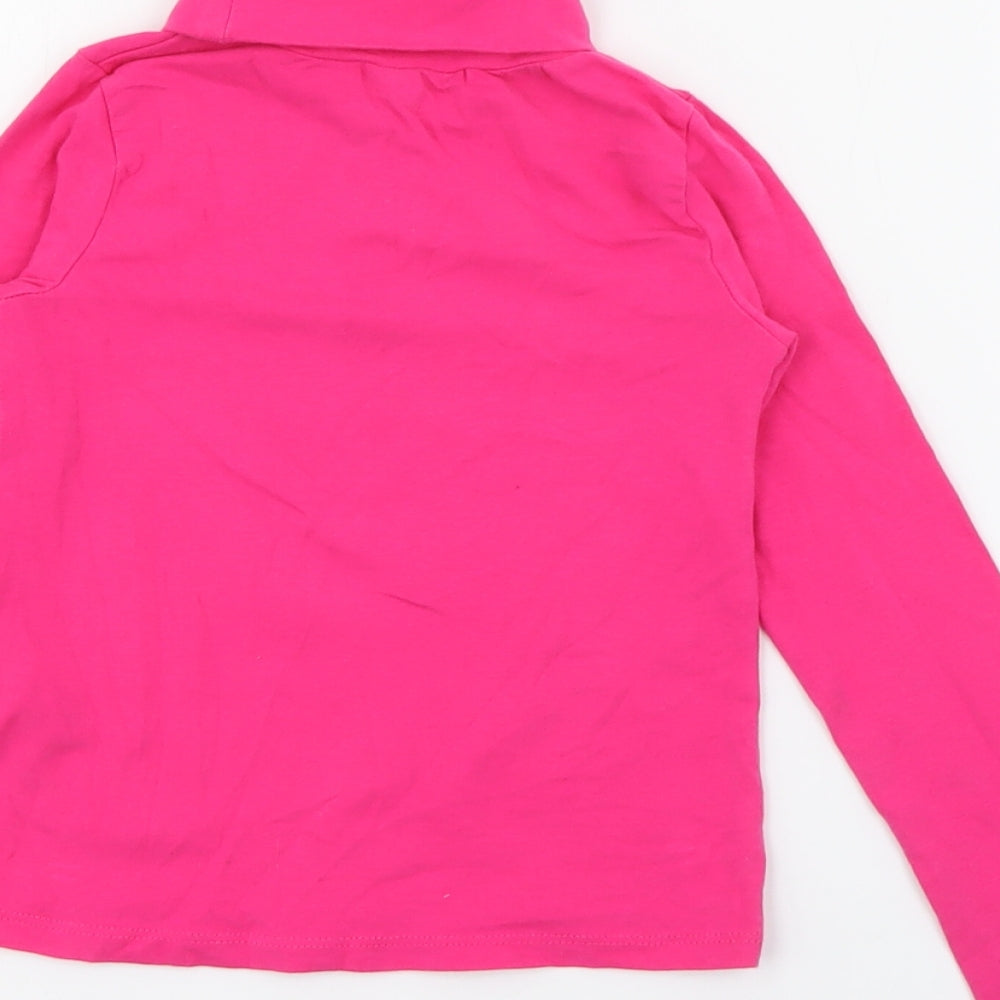 H&M Girls Pink Roll Neck  Cotton Pullover Jumper Size 5-6 Years