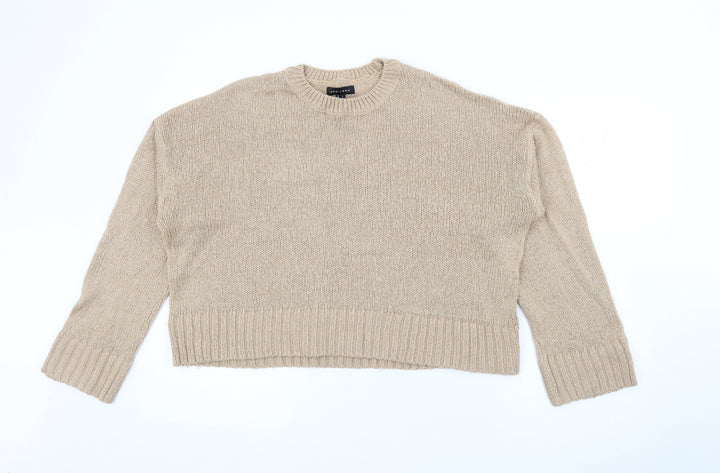New Look Womens Beige Crew Neck Acrylic Pullover Jumper Size L