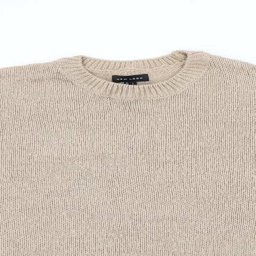 New Look Womens Beige Crew Neck  Acrylic Pullover Jumper Size L