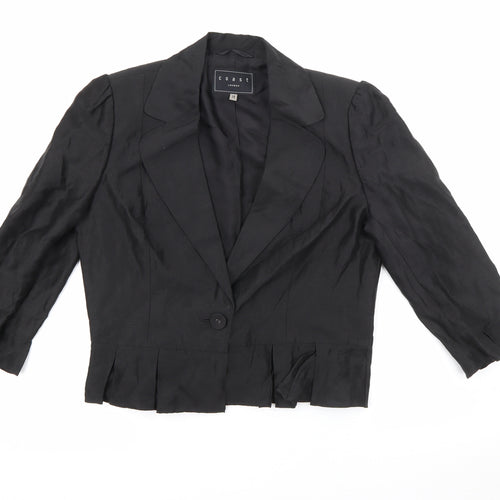 Coast Womens Black  Linen Jacket Blazer Size 14