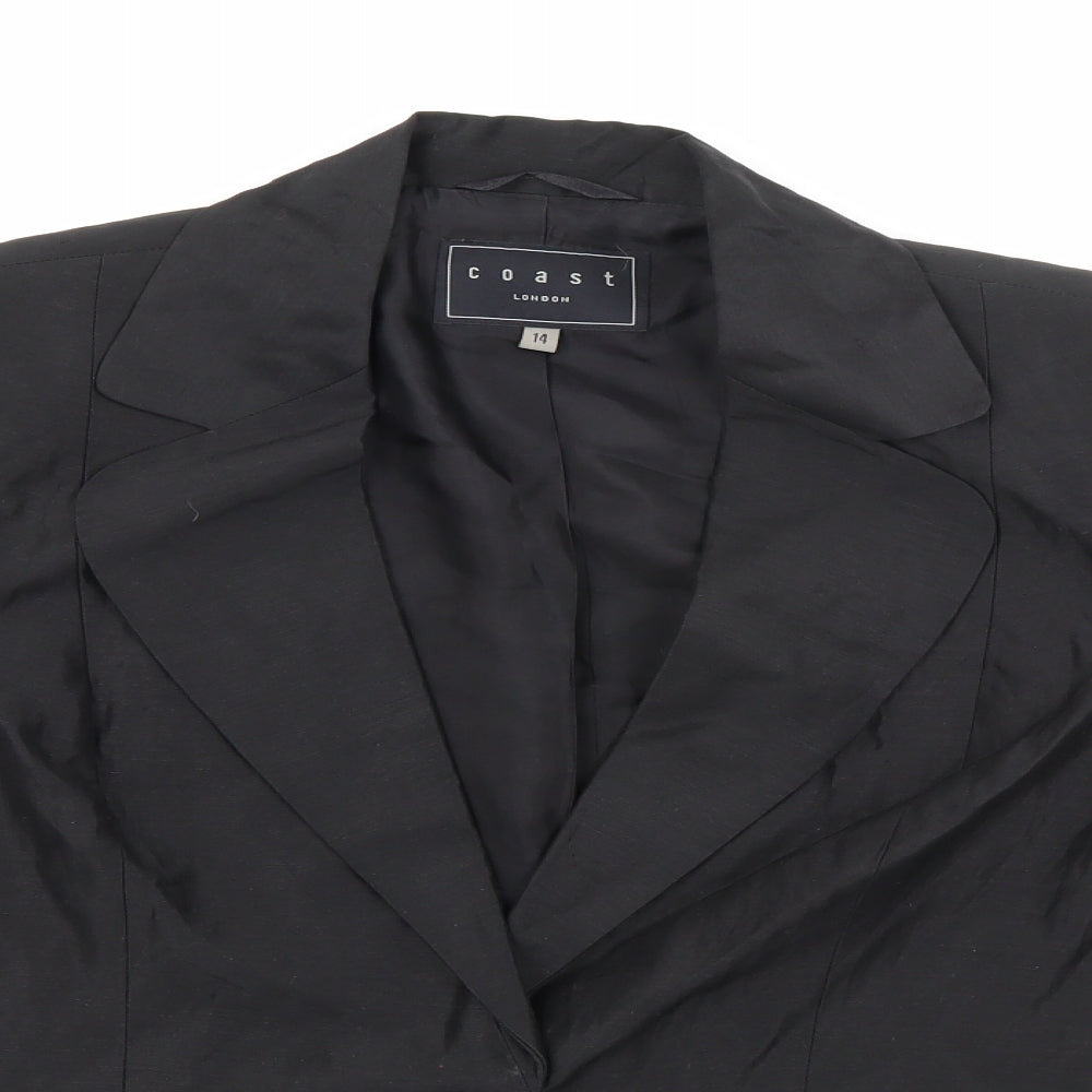 Coast Womens Black  Linen Jacket Blazer Size 14
