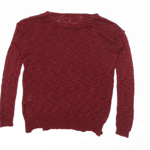 Glamerous Womens Red Boat Neck  Acrylic Pullover Jumper Size S