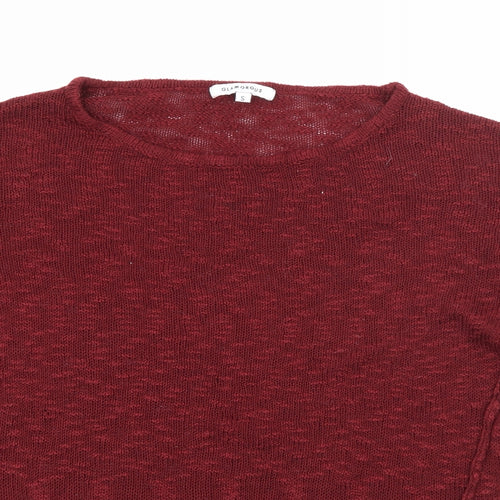 Glamerous Womens Red Boat Neck  Acrylic Pullover Jumper Size S