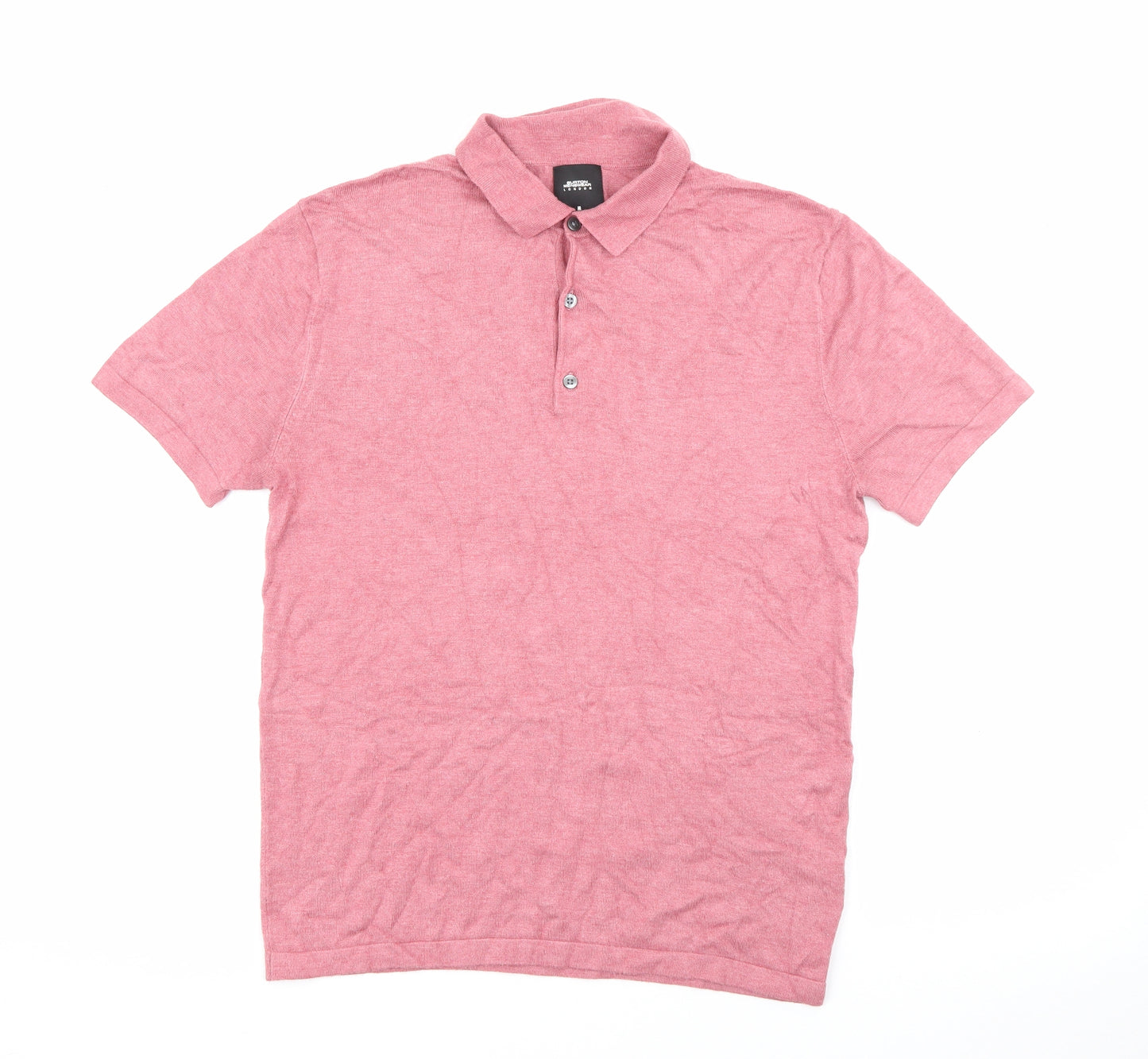 Burton Mens Pink  Viscose  Polo Size M Collared Button