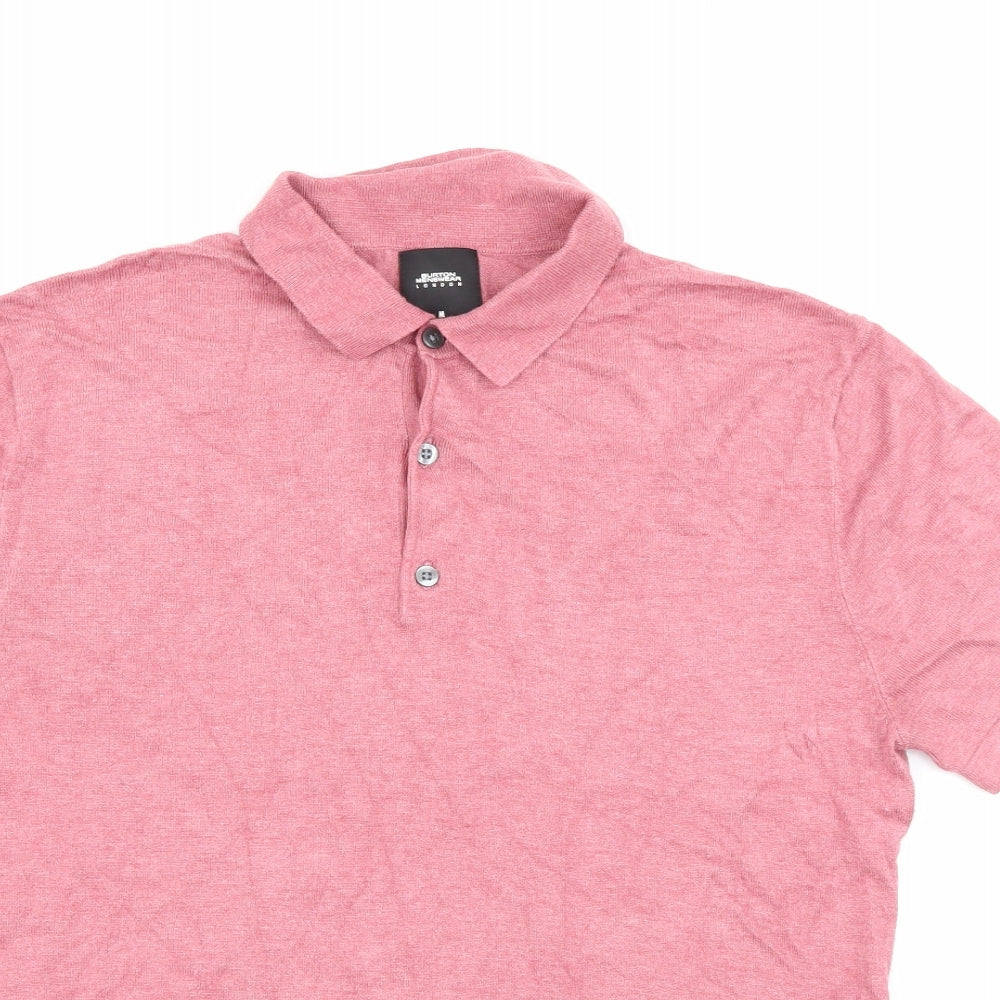 Burton Mens Pink  Viscose  Polo Size M Collared Button