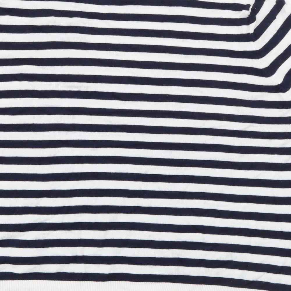 Marks and Spencer Womens Blue Crew Neck Striped Viscose Pullover Jumper Size 20