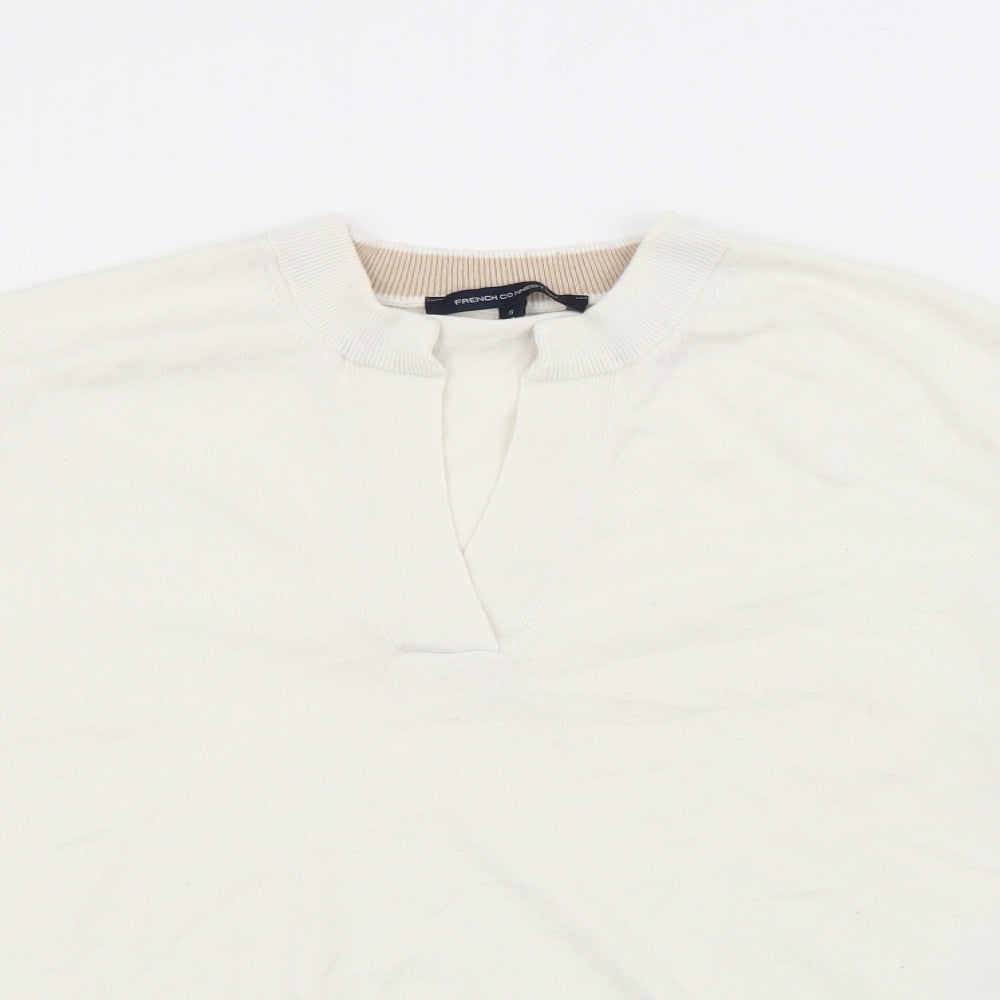French Connection Womens White V-Neck  Modal Pullover Jumper Size S