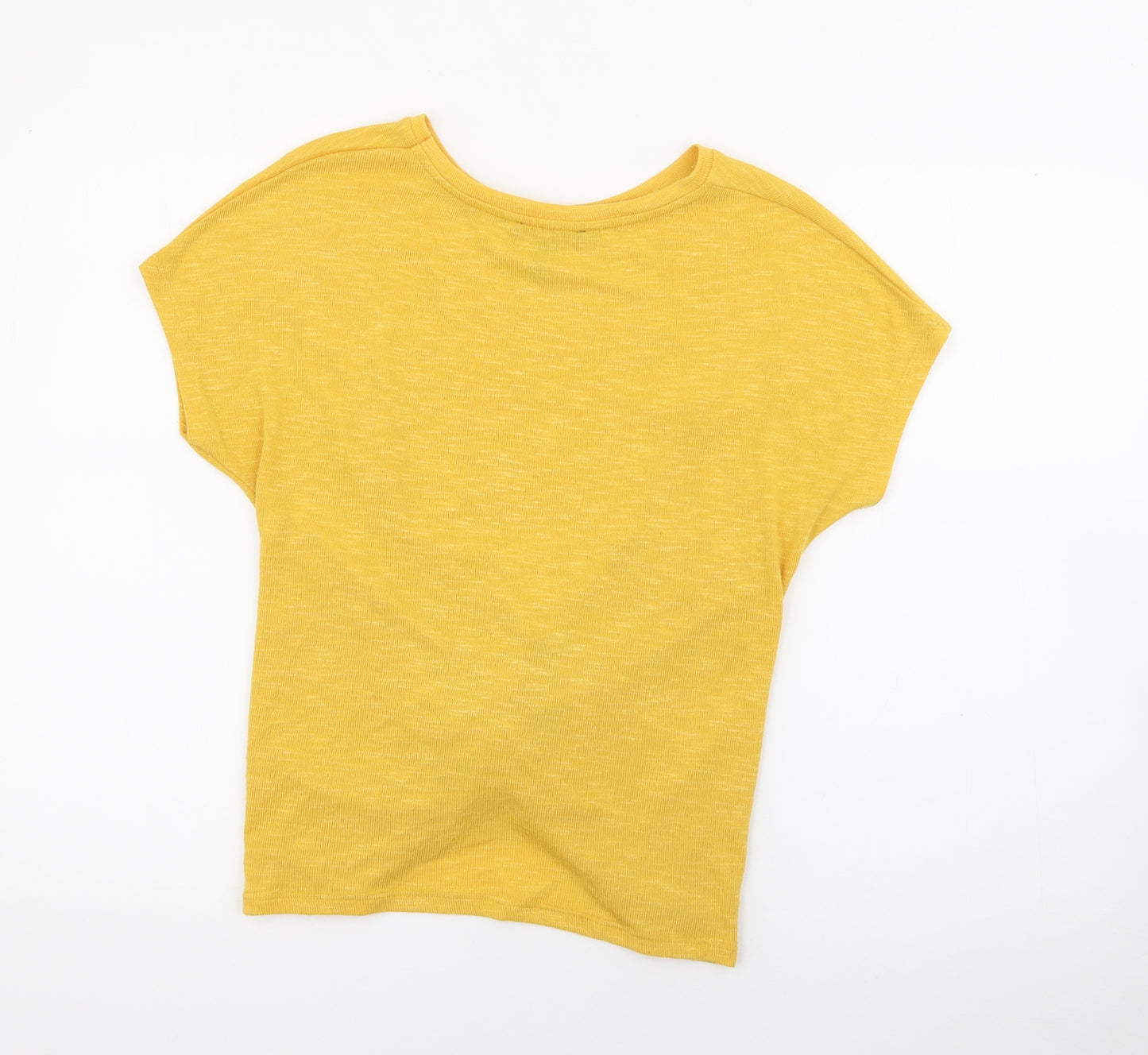 New Look Womens Yellow  Polyester Basic T-Shirt Size S Crew Neck