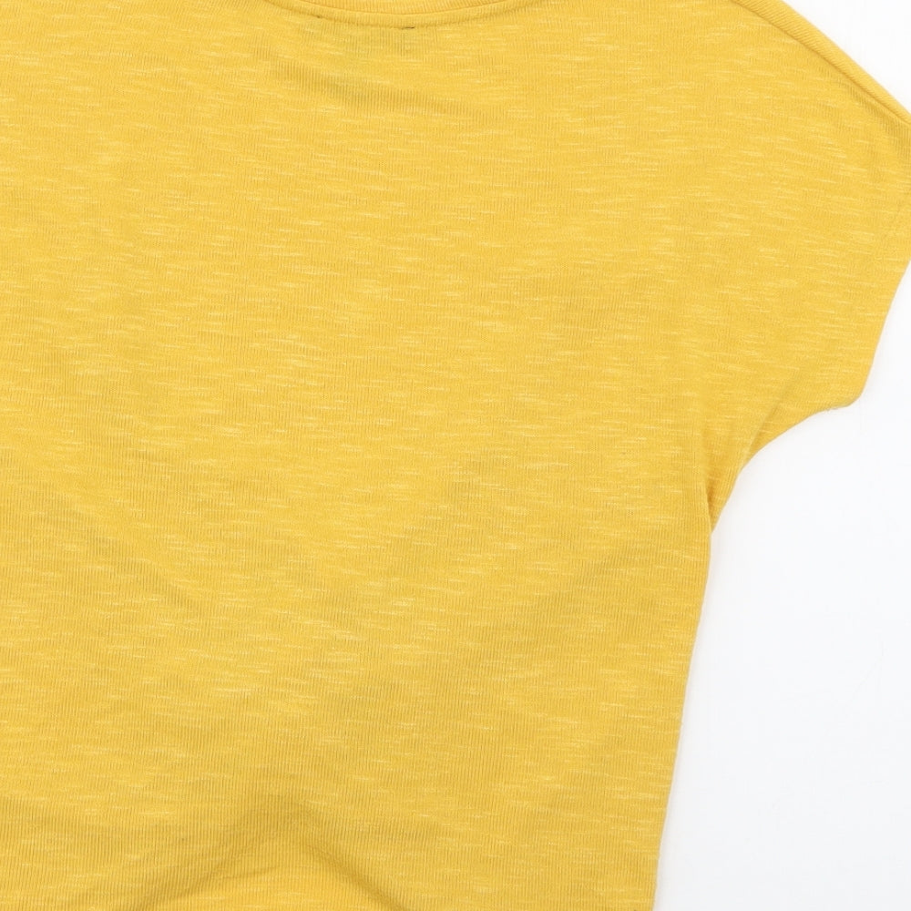 New Look Womens Yellow  Polyester Basic T-Shirt Size S Crew Neck