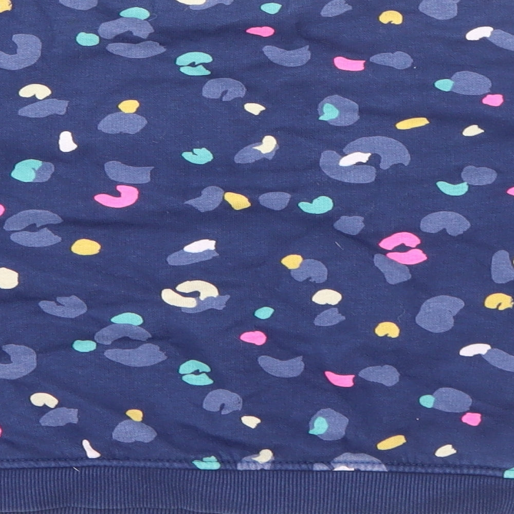 Marks and Spencer Girls Blue Animal Print Cotton Pullover Sweatshirt Size 3-4 Years