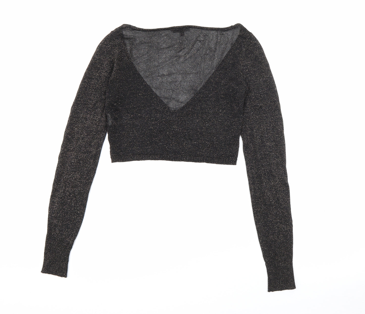 River Island Womens Black V-Neck  Polyester Cardigan Jumper Size 12   - Sparkle