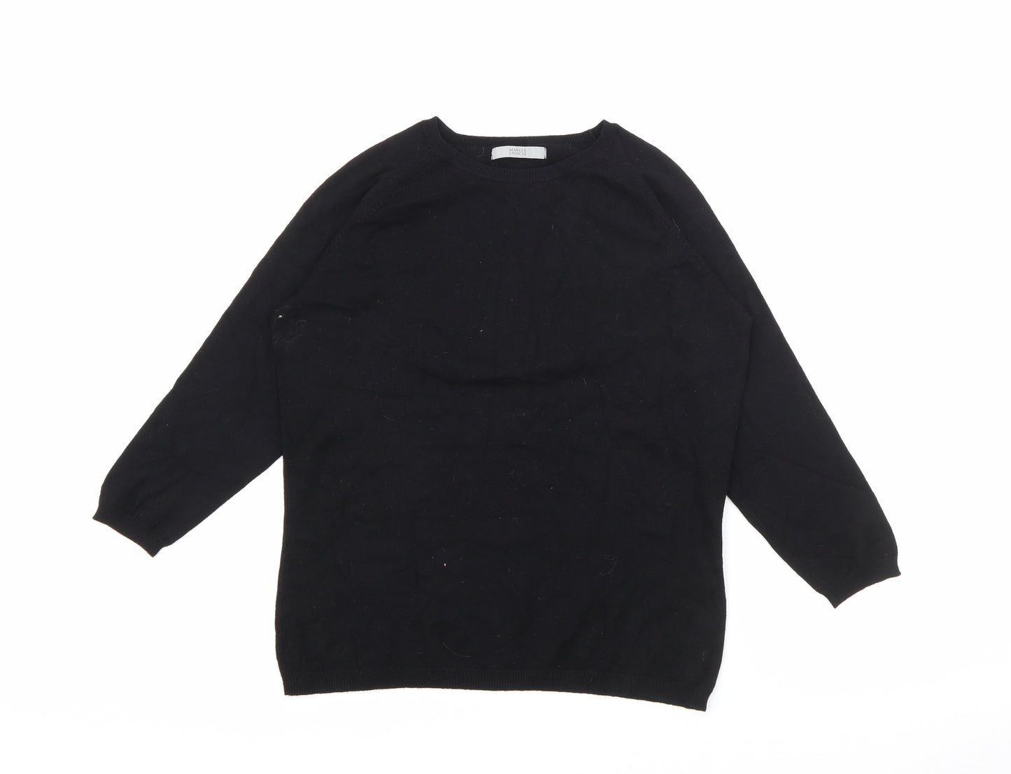 Marks and Spencer Womens Black Crew Neck  Viscose Pullover Jumper Size 14