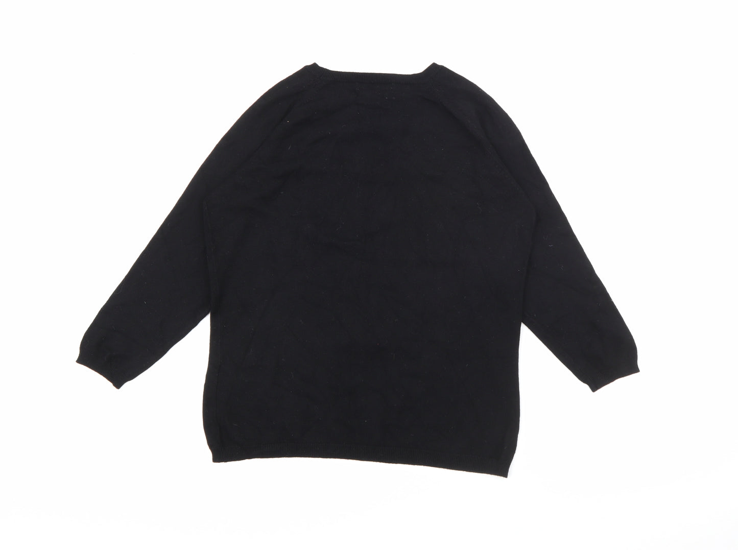 Marks and Spencer Womens Black Crew Neck  Viscose Pullover Jumper Size 14
