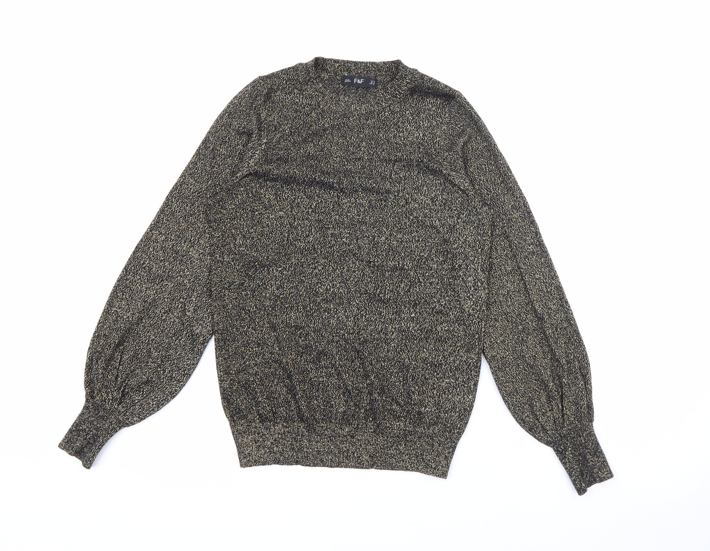 F&F Womens Gold Crew Neck  Viscose Pullover Jumper Size 8