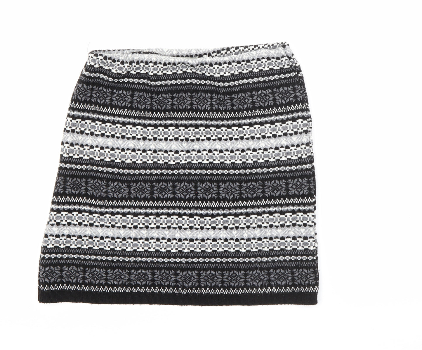 Parisian Collection Womens Black Fair Isle Acrylic Mini Skirt Size M