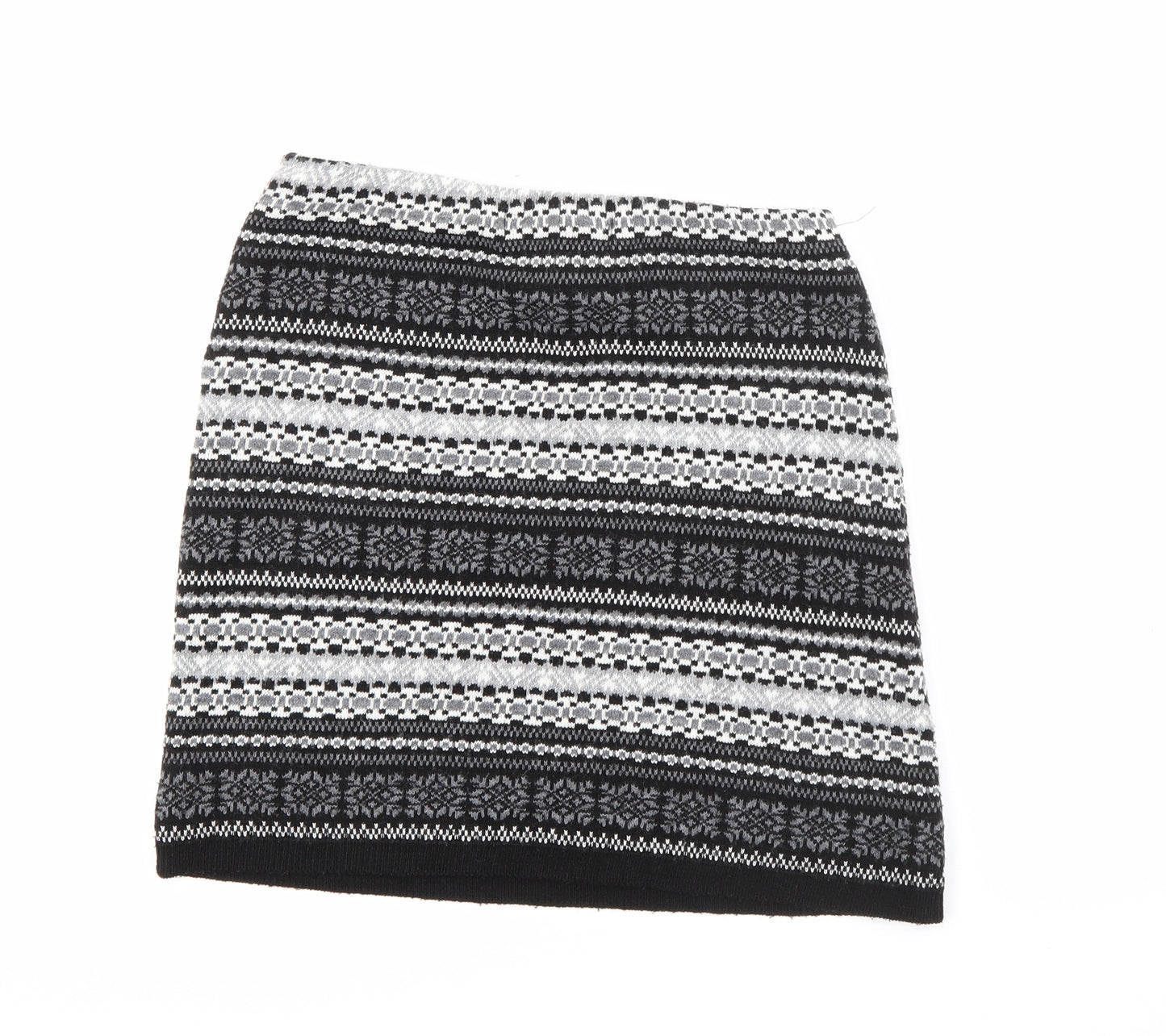 Parisian Collection Womens Black Fair Isle Acrylic Mini Skirt Size M