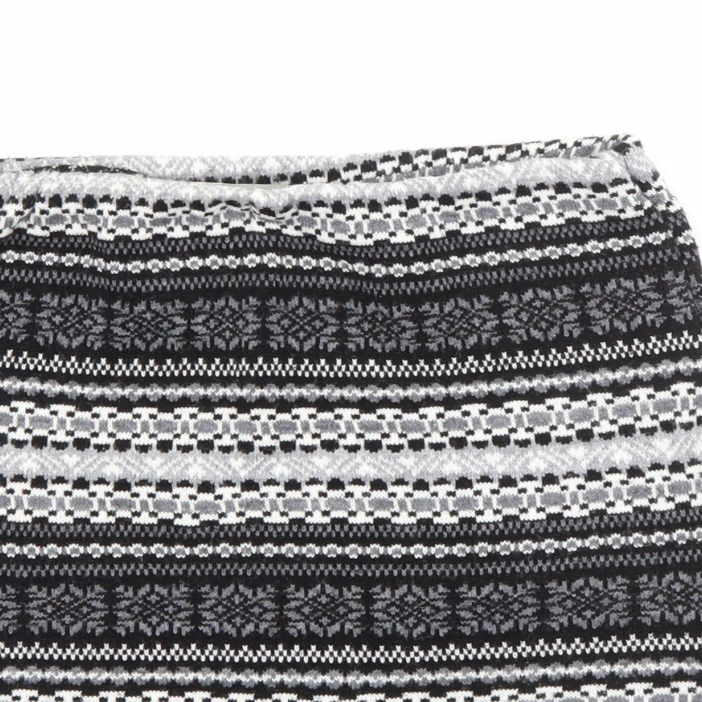 Parisian Collection Womens Black Fair Isle Acrylic Mini Skirt Size M