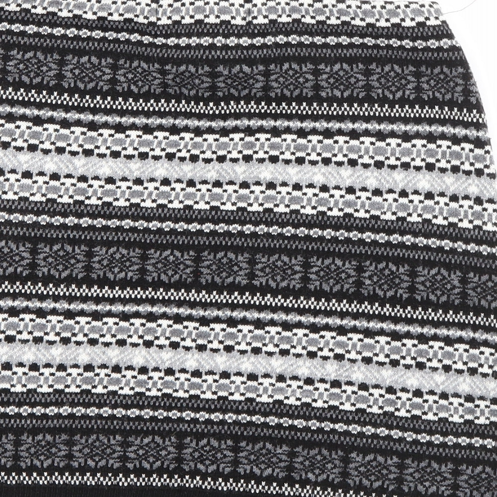 Parisian Collection Womens Black Fair Isle Acrylic Mini Skirt Size M