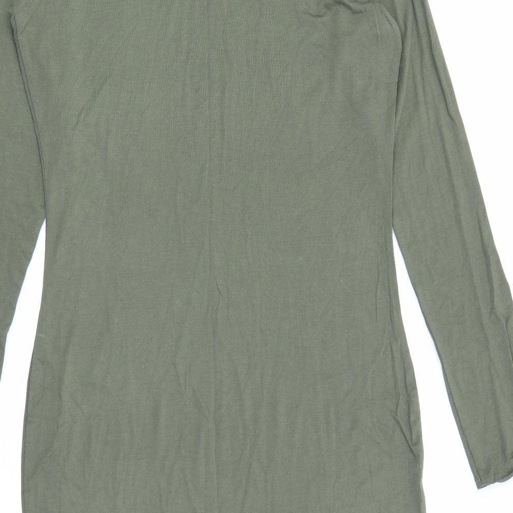 PRETTYLITTLETHING Womens Green  Viscose Bodycon  Size 14  High Neck