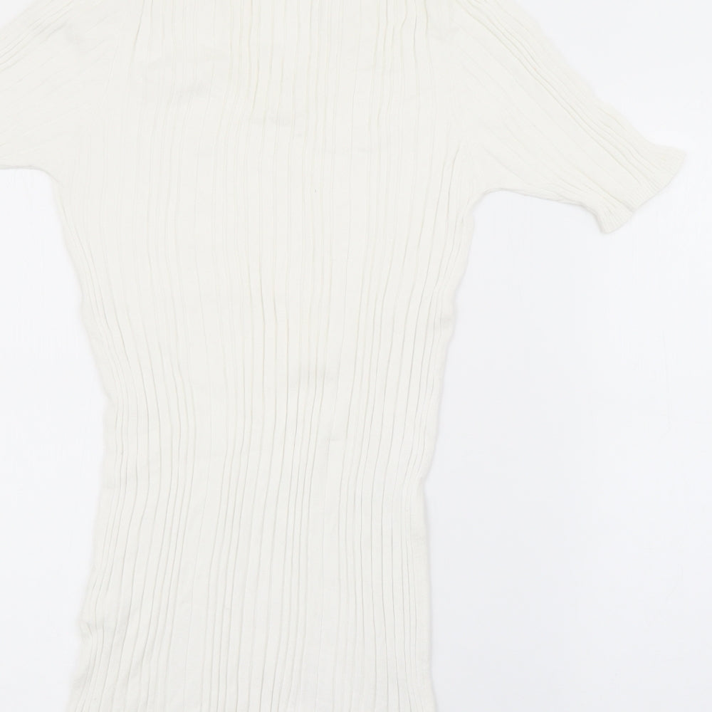 Zara Mens White V-Neck  Viscose Pullover Jumper Size XL