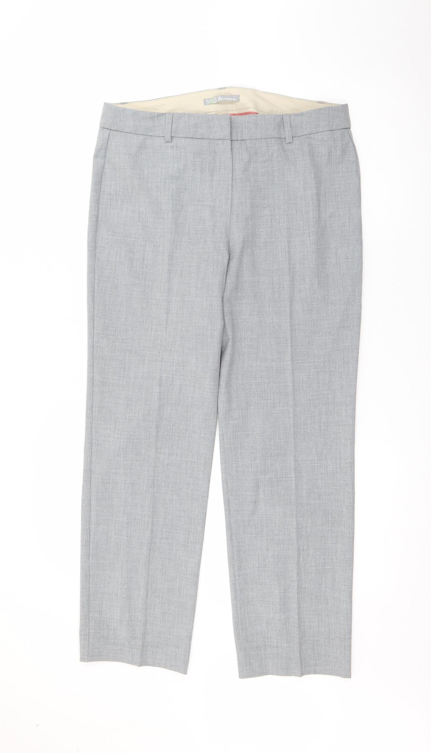 Marks and Spencer Womens Grey  Polyester Trousers  Size 12 L27 in Regular Zip