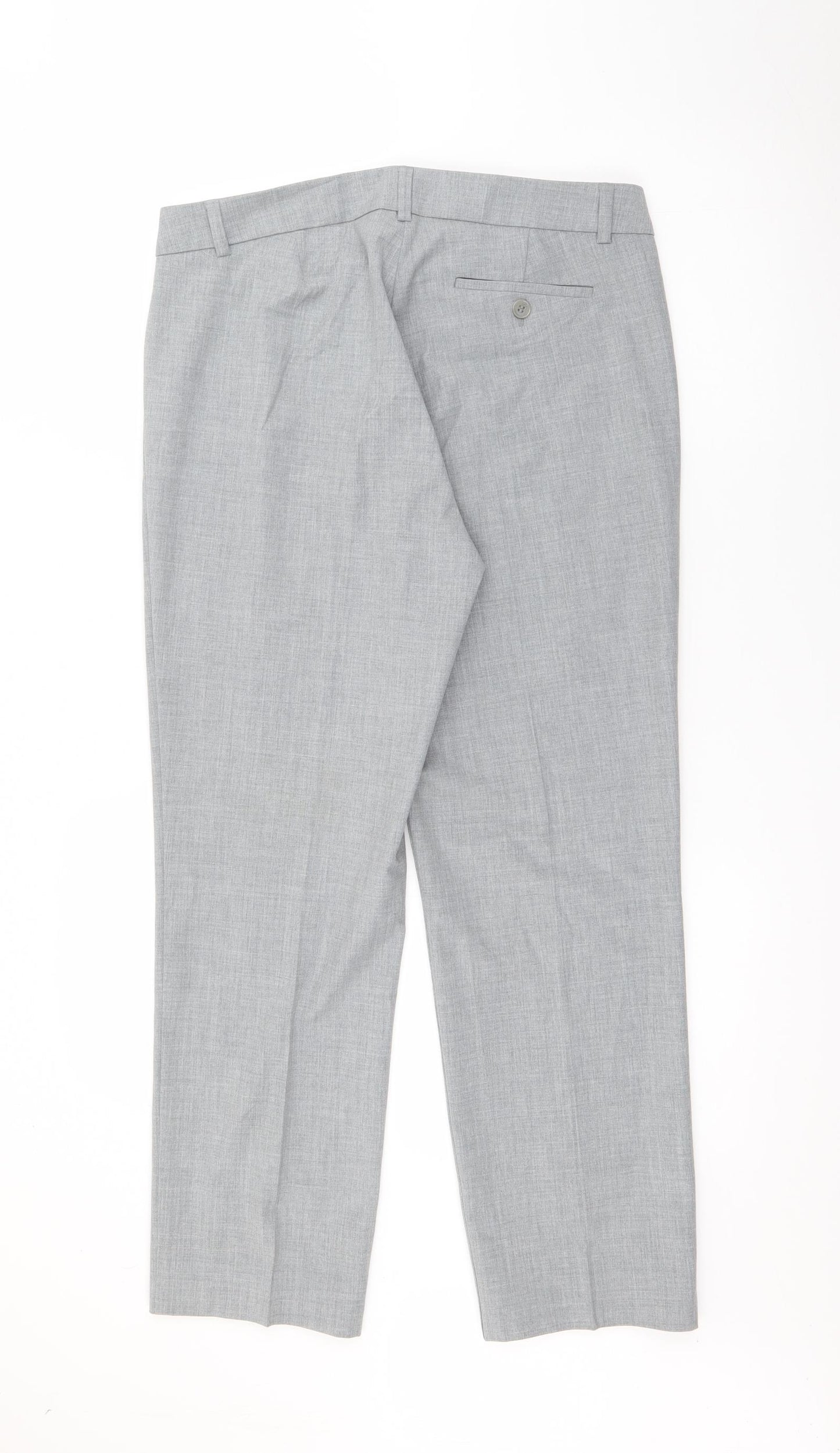 Marks and Spencer Womens Grey  Polyester Trousers  Size 12 L27 in Regular Zip