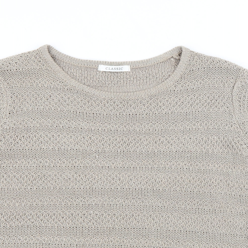Marks and Spencer Womens Beige Crew Neck  Acrylic Pullover Jumper Size 16