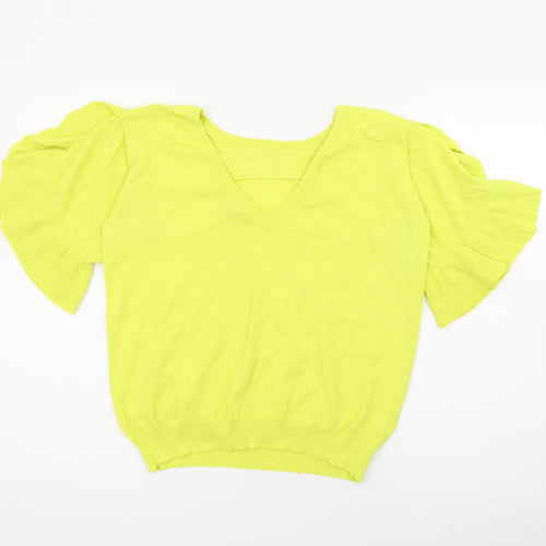 NEXT Womens Yellow Crew Neck  Viscose Pullover Jumper Size 12