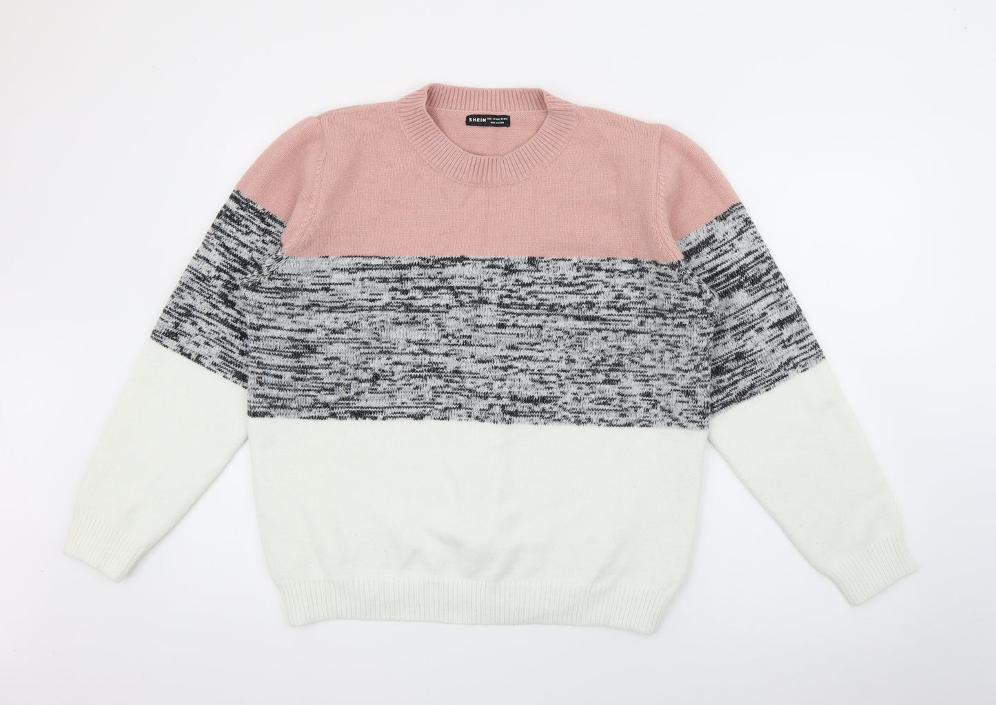 SheIn Womens Pink Crew Neck  Viscose Pullover Jumper Size L