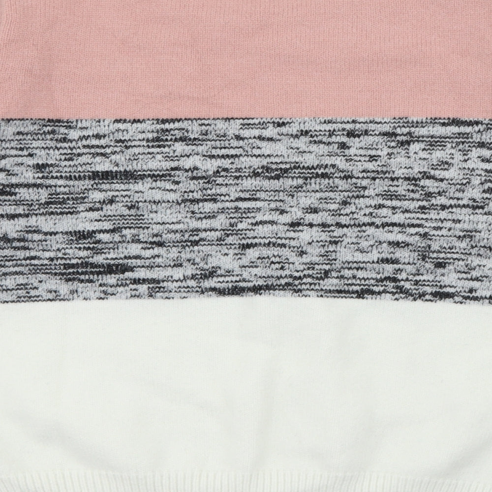 SheIn Womens Pink Crew Neck  Viscose Pullover Jumper Size L