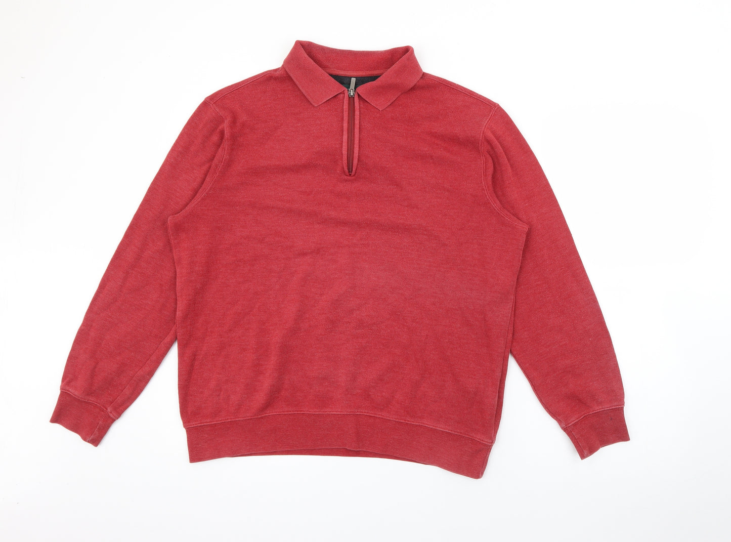 Kingfield Mens Red  Cotton  Polo Size M Collared Button
