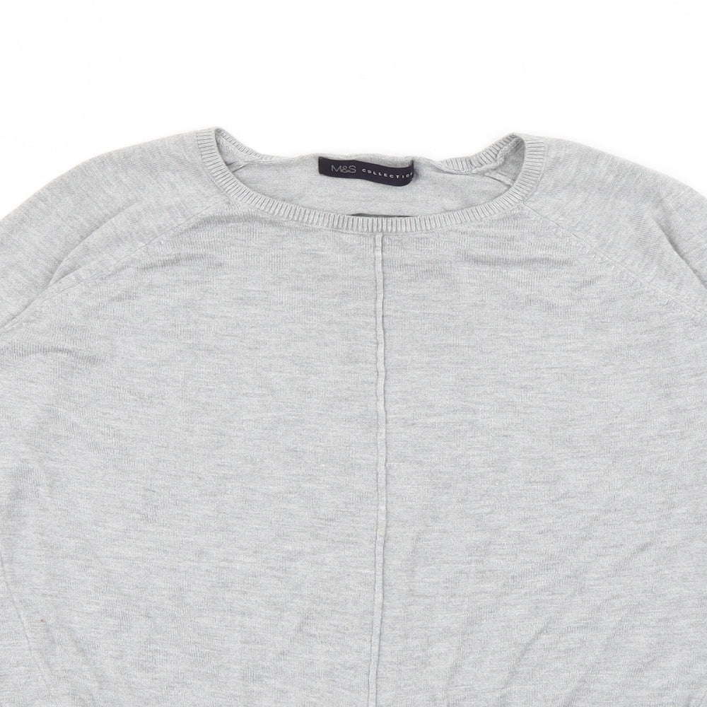 Marks and Spencer Womens Grey Crew Neck  Viscose Pullover Jumper Size S