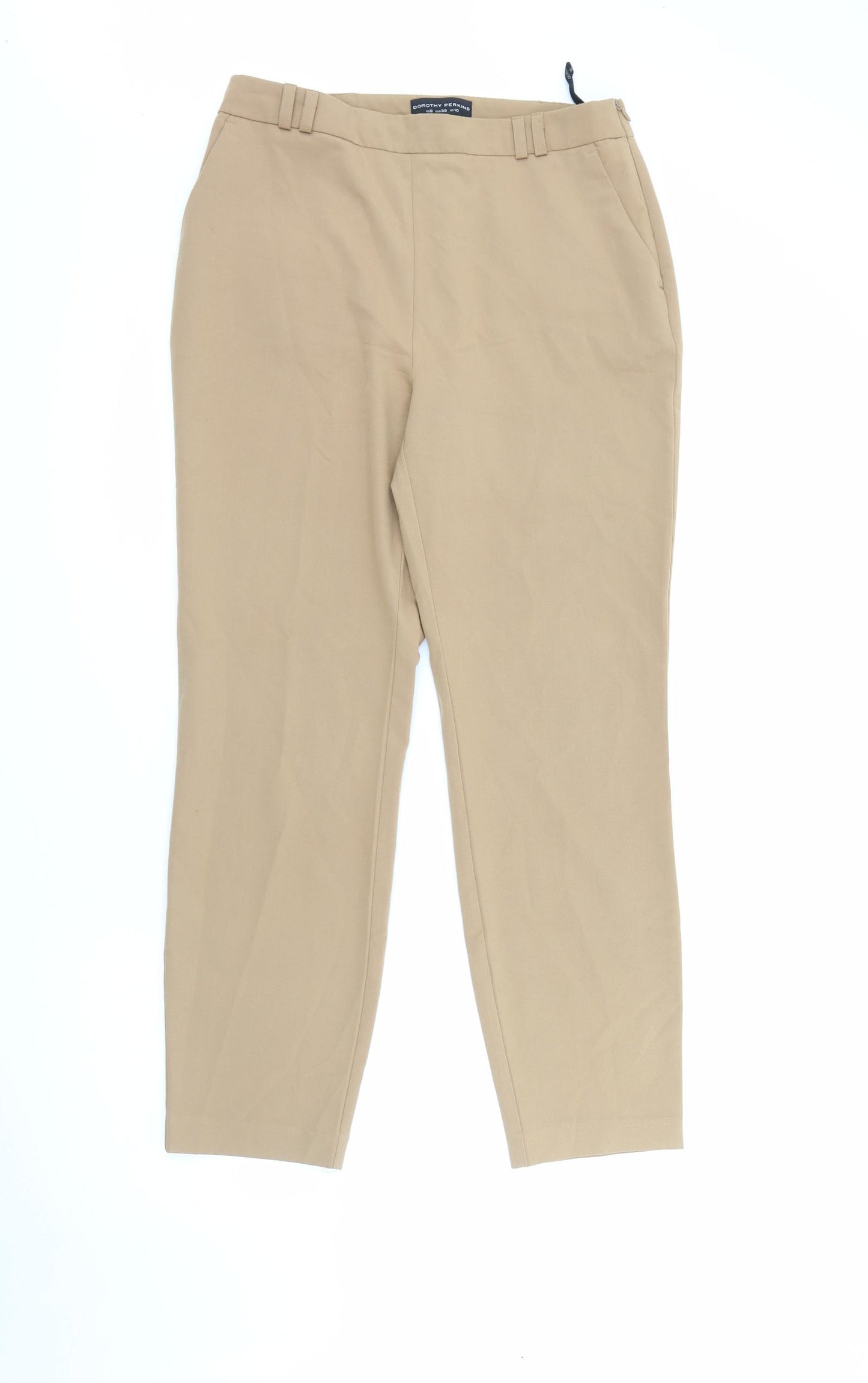 Dorothy Perkins Womens Beige  Polyester Carrot Trousers Size 10 L27 in Regular Zip