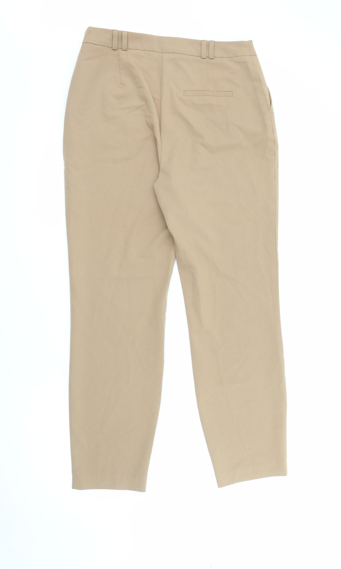 Dorothy Perkins Womens Beige  Polyester Carrot Trousers Size 10 L27 in Regular Zip