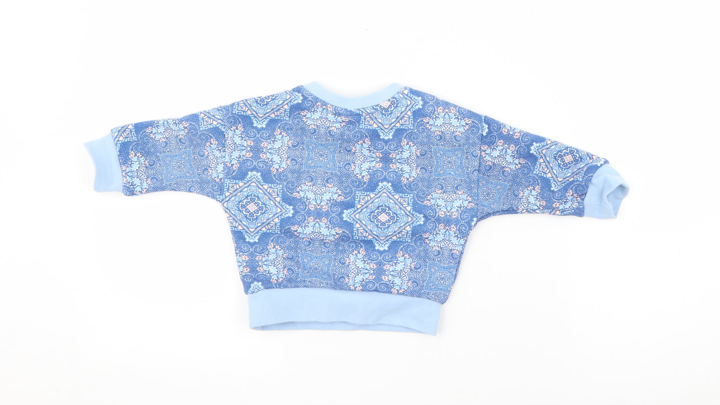 adidas Baby Blue Geometric Cotton Pullover Jumper Size 3-6 Months  Snap
