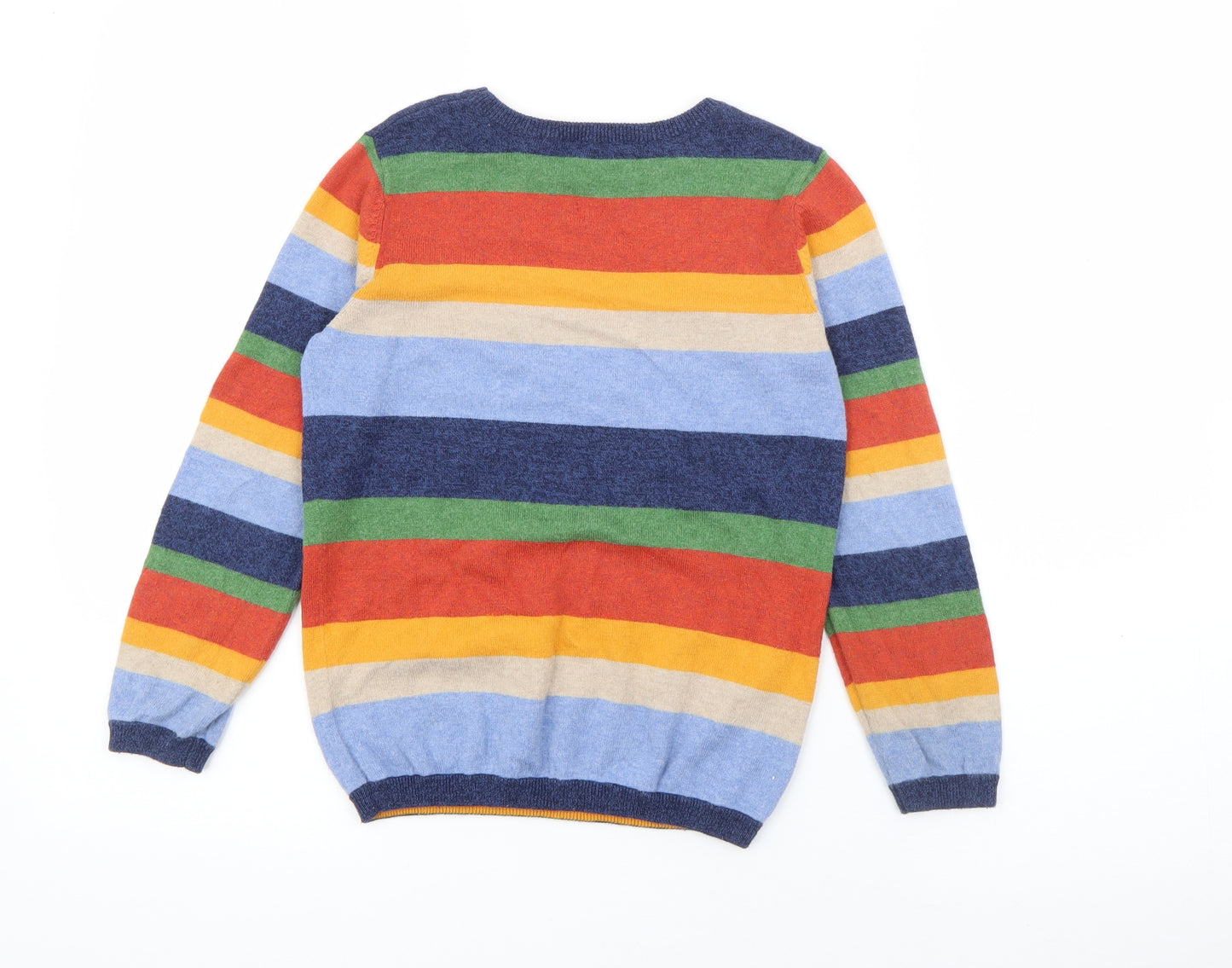 John Lewis Boys Multicoloured Crew Neck Striped Acrylic Pullover Jumper Size 7 Years