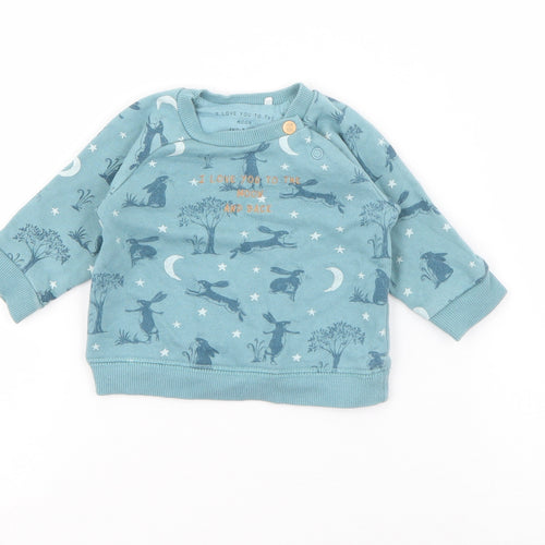 TU Baby Blue Geometric Cotton Pullover Jumper Size 0-3 Months  Snap