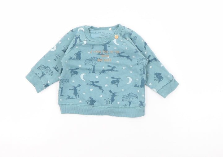 TU Baby Blue Geometric Cotton Pullover Jumper Size 0-3 Months Snap