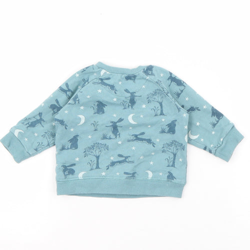 TU Baby Blue Geometric Cotton Pullover Jumper Size 0-3 Months  Snap