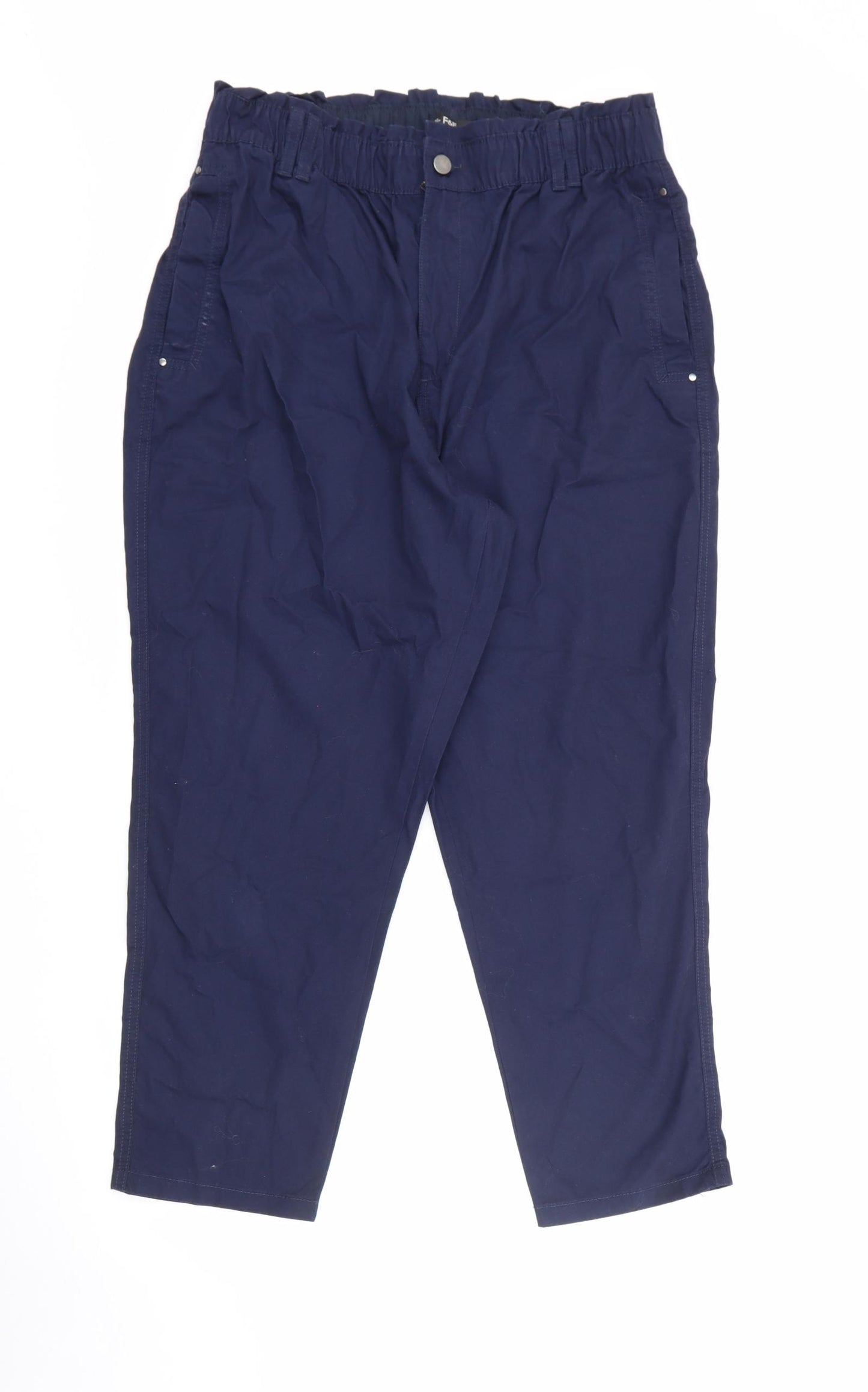 F&F Womens Blue  Cotton Trousers  Size 16 L26 in Regular Button