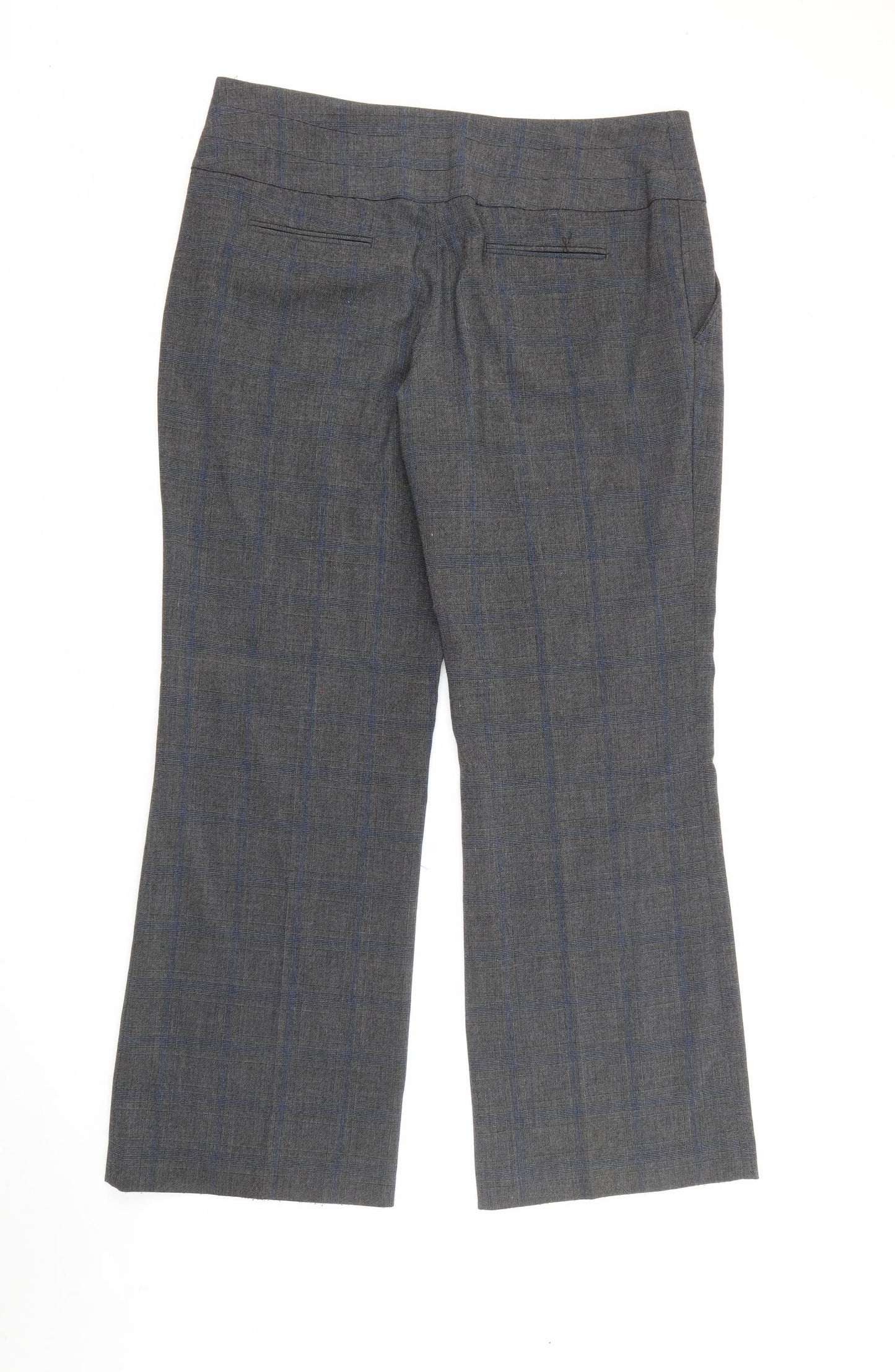 NEXT Womens Grey Plaid Polyester Trousers  Size 14 L30 in Regular Button